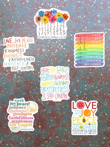 Pack of 6 Galatians 5 22-23 The Fruit Of The Spirit Is Love Joy Peace Waterproof Vinyl Sticker Bible Verse, Inspirational Scripture Quotes, for All Ages, All ages, Applicable To Many Surfaces 3 Inches