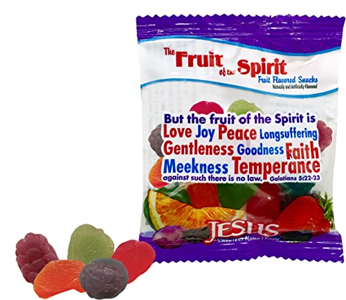 Scripture Candy, Fruit of the Spirit Gummy Snacks Clear Jumbo Bag, 50 Count