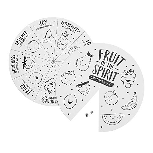Fun Express Fruit of The Spirit Coloring Wheel - Makes 12 - DIY Religious Craft for Kids