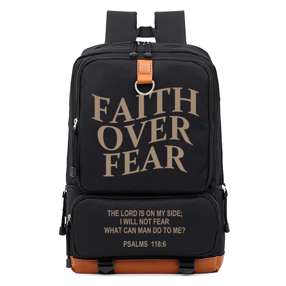 DIOMMELL Faith Over Faith Bible Verses Backpack Canvas Capacity Christian Backpack Laptop Backpack Travel Backpack