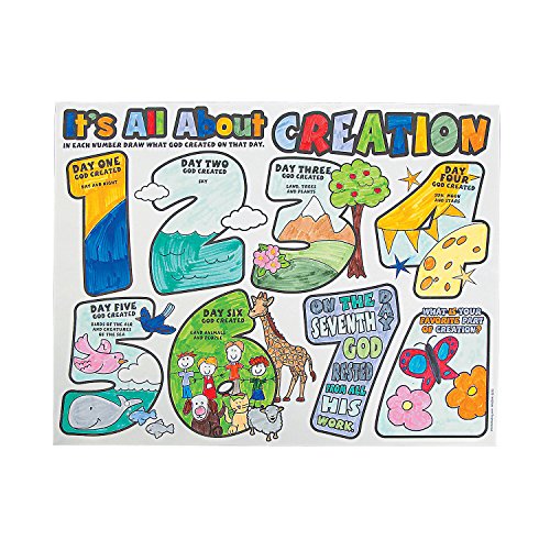 Fun Express Color Your Own All About Creation Poster - Set of 30 - Religious Crafts for Kids and Sunday School Activities