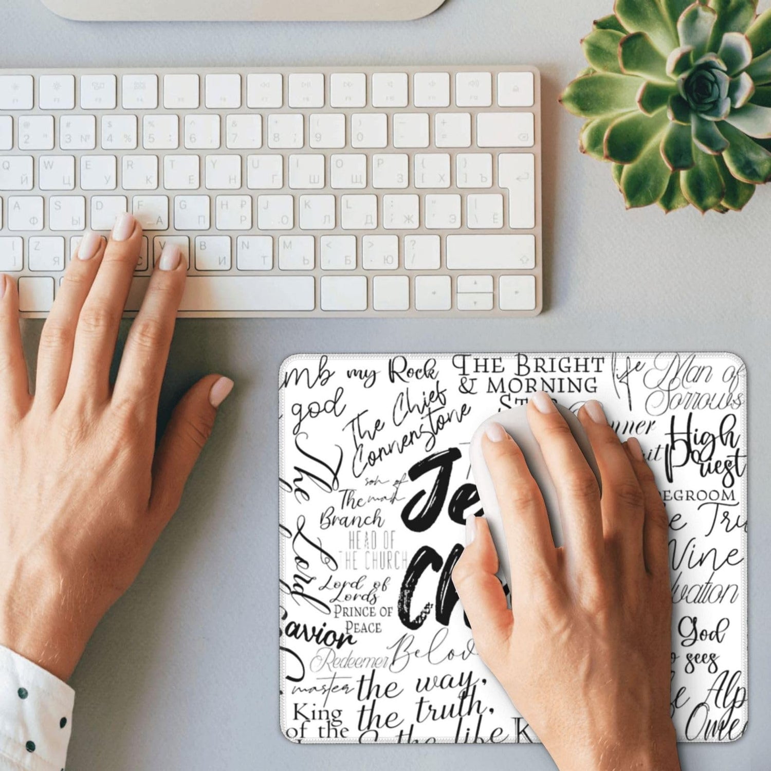 Jesus Faith Mouse Pad, Fashion Desktop Notebook Mouse Mat PC Gaming Desk Square Mousepads for Women Men