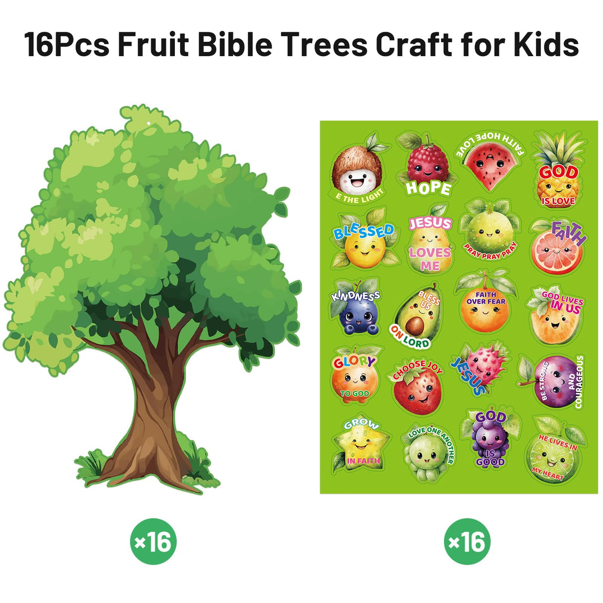 Fancy Land Fruit of The Spirit Craft for Kids Make Your Own Fruit Bible Tree Craft Kits DIY Religious Project for Church School Classroom VBS Activities 16 Sets