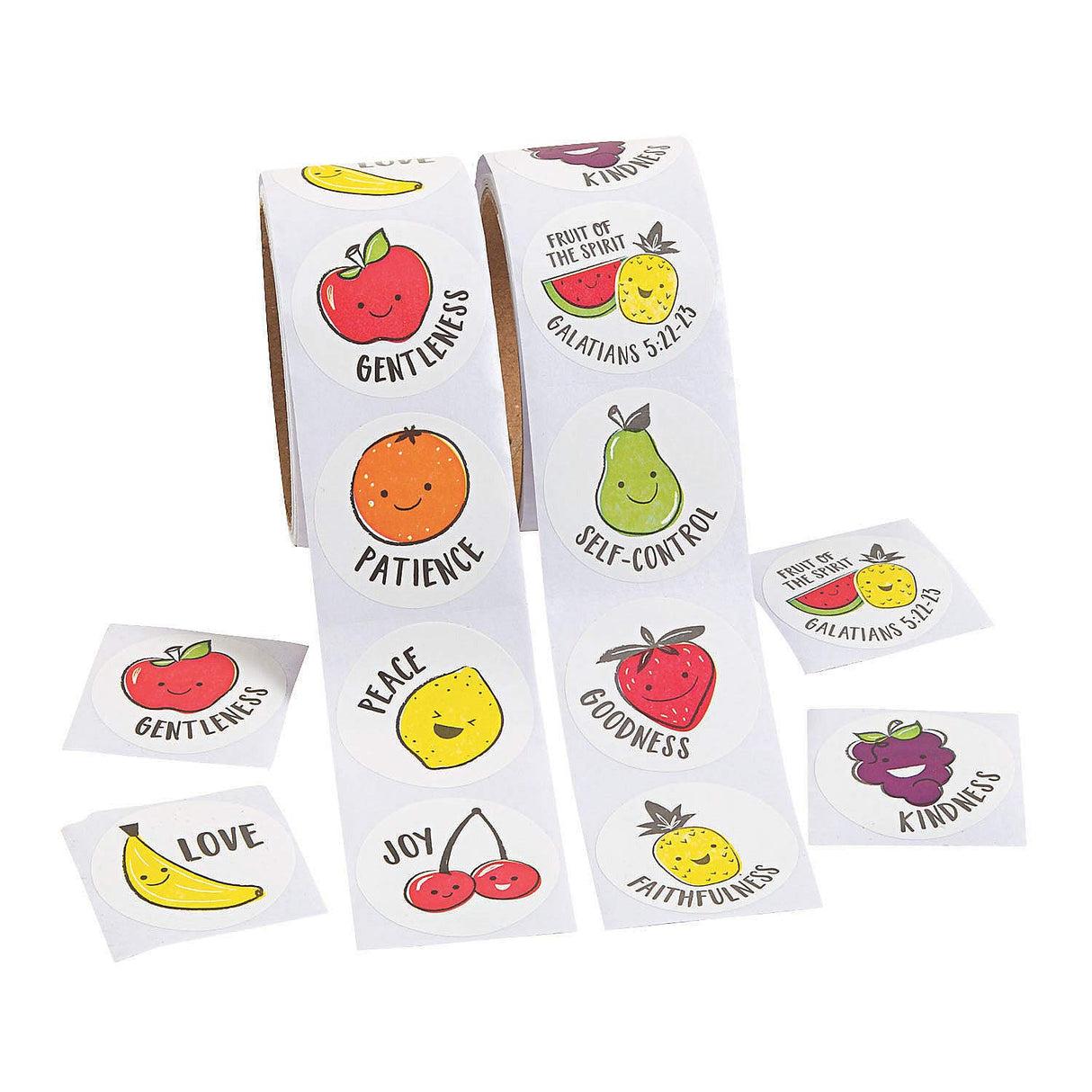 Fruit of The Spirit Scented Sticker Roll - Bulk Set of 100, 1 Roll - Rewards and Party Supplies