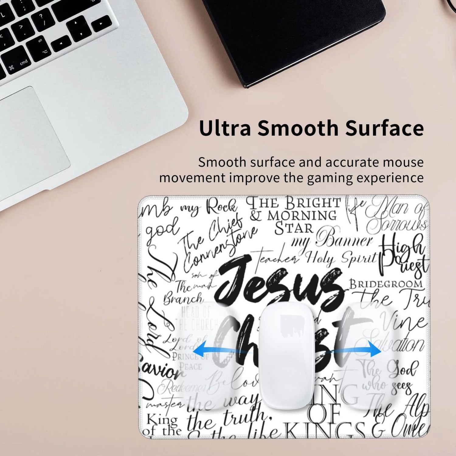 Jesus Faith Mouse Pad, Fashion Desktop Notebook Mouse Mat PC Gaming Desk Square Mousepads for Women Men
