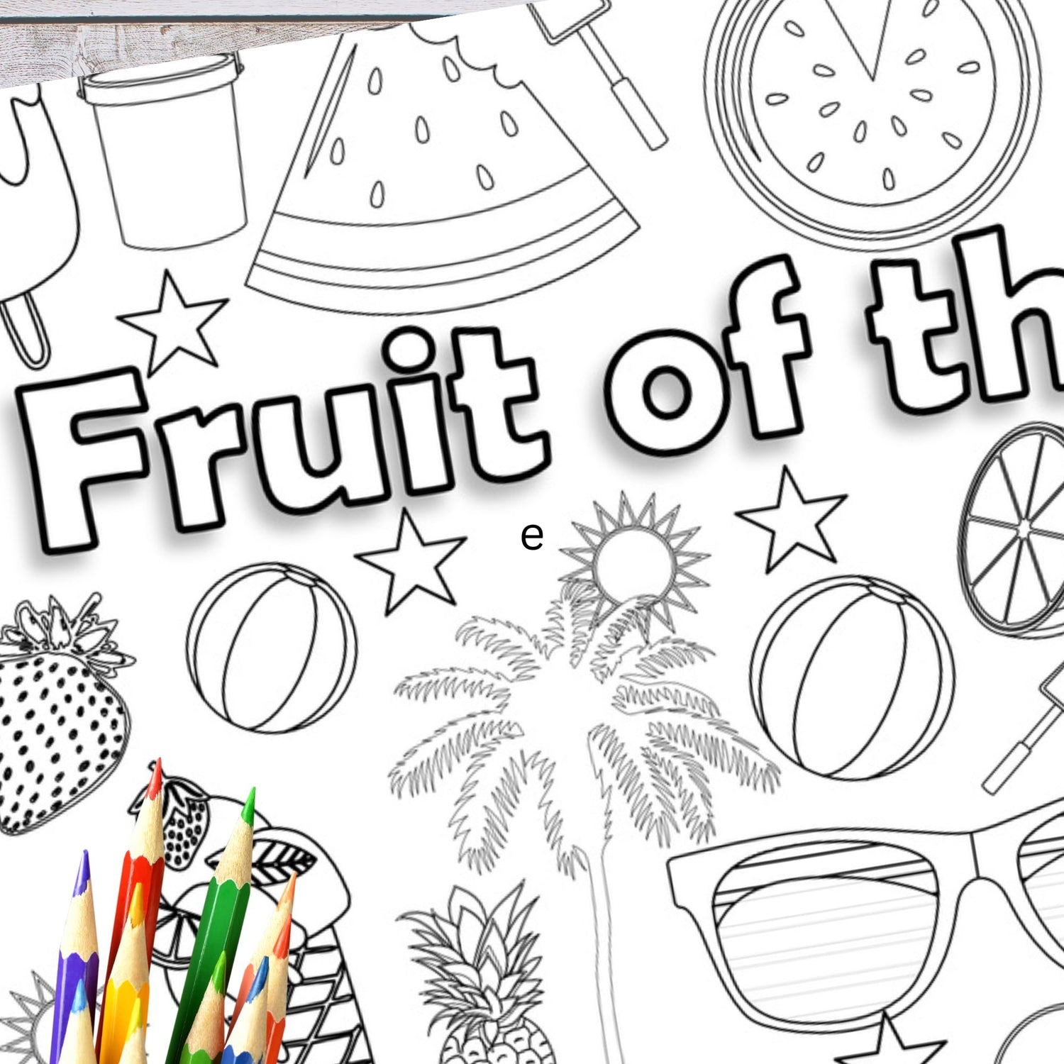 Fruit of the Spirit Coloring Poster | VBS Coloring Wall Art | Children's Ministry Coloring Activity | 36" x 72" Vertical Design (Non-personalized)