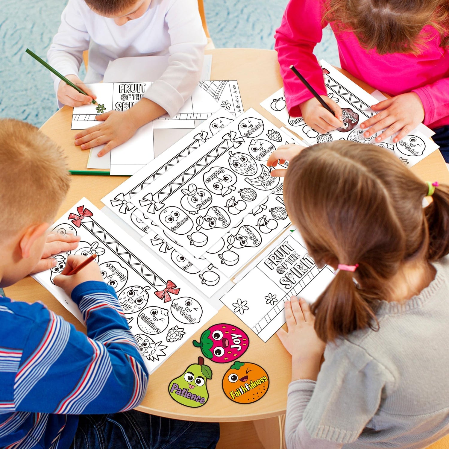 AgincBerry DIY Bible Fruit Basket Craft Kit - 28PCS Color Your Own Fruitage of the Spirit - Make Your Own Religious Bushel for Kids Sunday School Activities