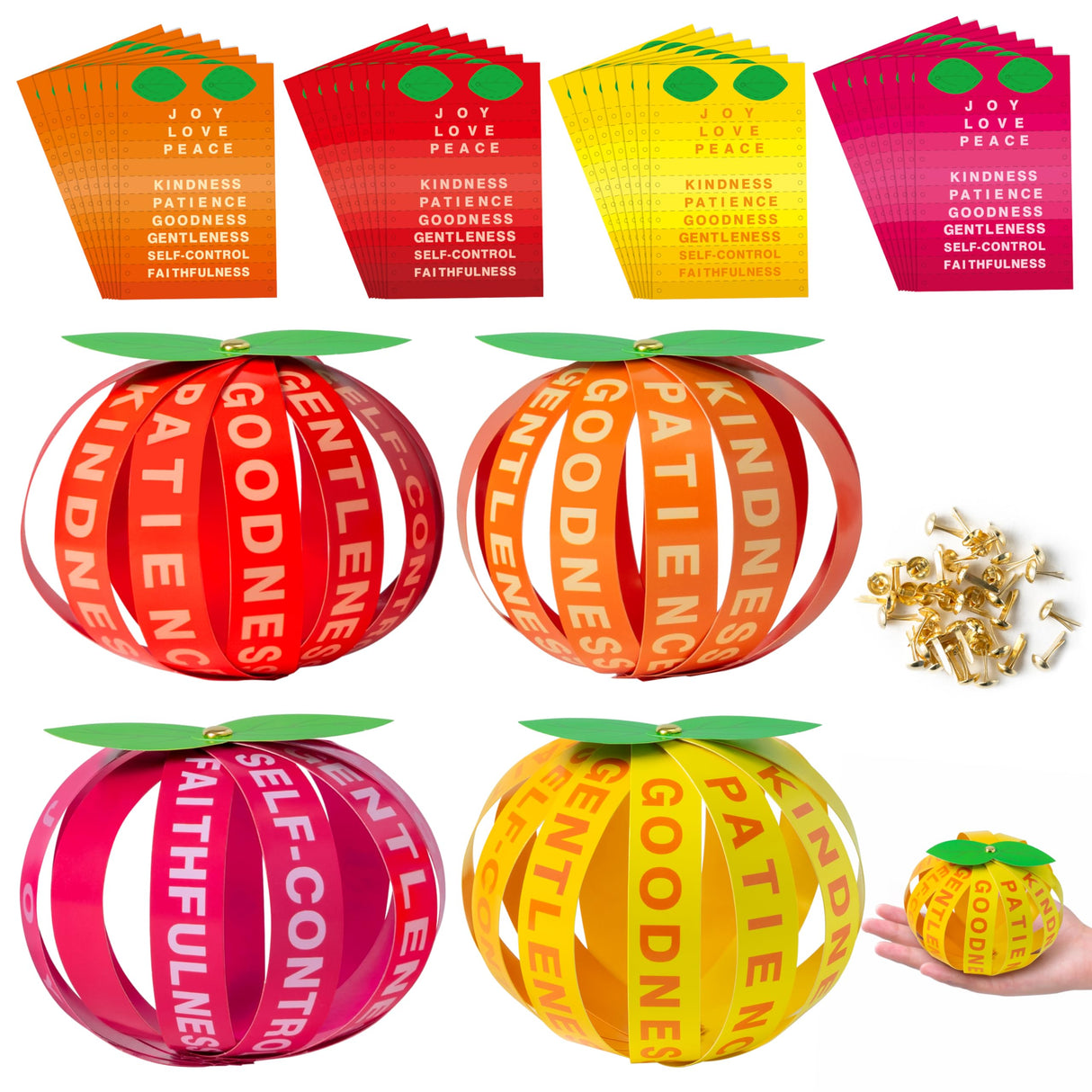 AgincBerry Bible Fruit Craft Kit - 28 Set DIY Accent Fruitage of the Spirit Strip for Kids - Sunday School Church Project for Thanksgiving and Fall