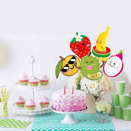 Tutti Frutti Party Centerpieces Sticks 24pcs Summer Fruit Table Toppers Decorations for Tutti Fruity Party Tropical Fruit Theme Birthday Party Baby Shower Supplies