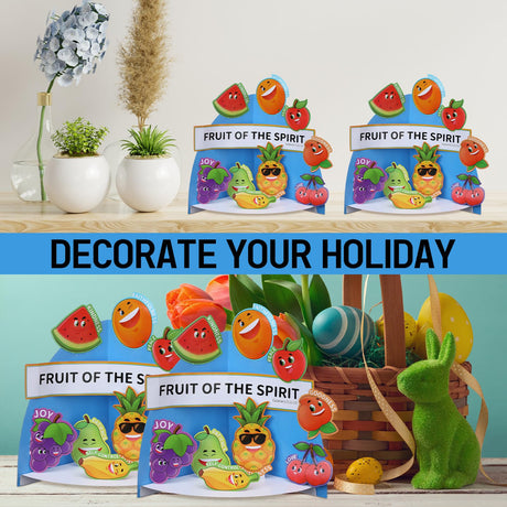 Fruit of The Spirit Easter Craft Kit, Make 24 Punch Out Tabletop Display Cutout Crafts 3D Bible Paper Christian Crafts Sunday School Crafts for Home School Classroom Activities