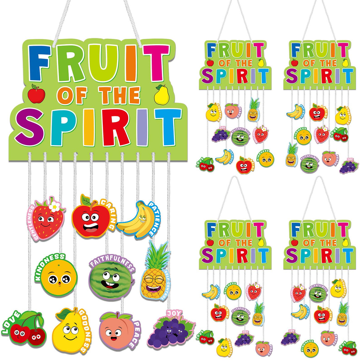 Dunzoom 24 Sets Fruit of The Spirit Mobile Craft Kit for Kids Religious Bible Sunday School Crafts DIY Christian Fruit of The Spirit Craft for Kids Toddler Home Activities