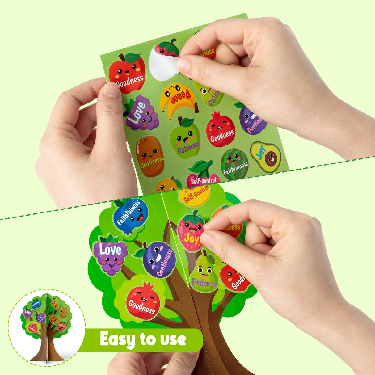 AgincBerry 16 Set Fruit Bible Trees Craft Kits Make Your own Fruit Bible Accents Tree DIY Christian Religious Early Learning Craft Kit Sunday School Classroom Church Craft for Kids Home Fun Activities