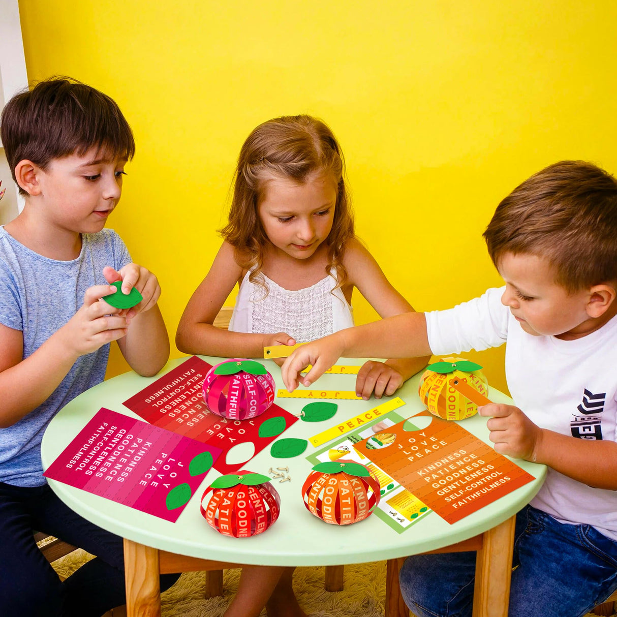 AgincBerry Bible Fruit Craft Kit - 28 Set DIY Accent Fruitage of the Spirit Strip for Kids - Sunday School Church Project for Thanksgiving and Fall