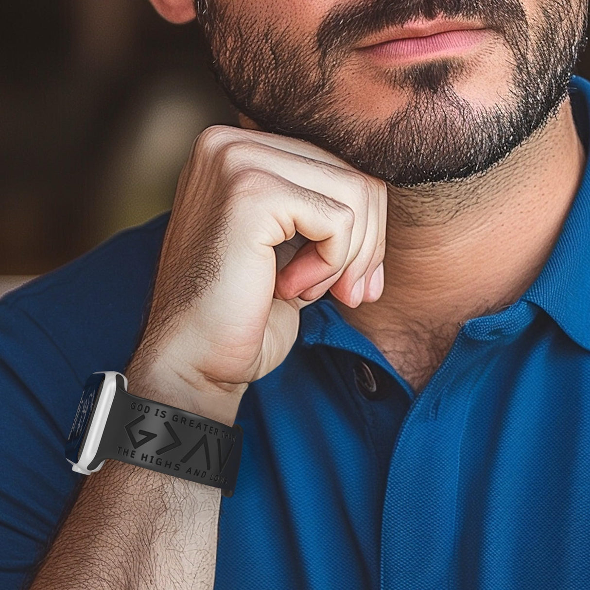 God is Greater Than the Highs and Lows Watch Band compatible with Apple Watch Laser Engraved iWatch Band Silicone 38mm 40mm 41mm 42mm 44mm 45mm 46mm 49mm Strap Jesus Psalm Christian God Blessed (42/44/45/46/49mm M/L, Black)