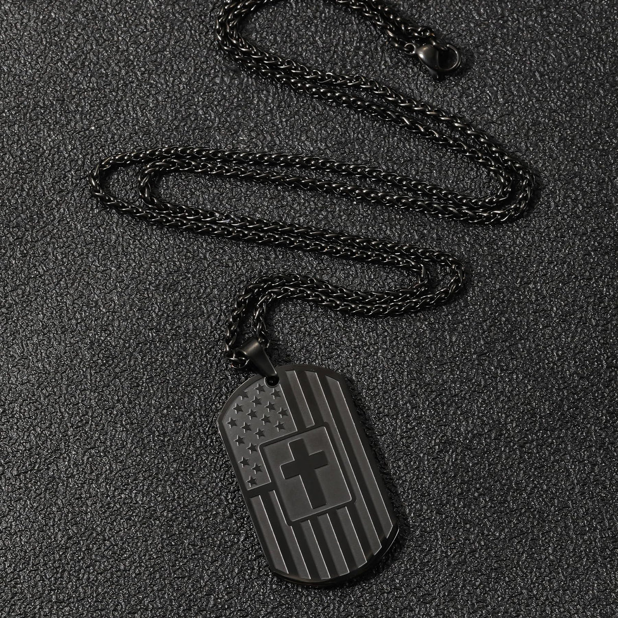 MYDIY Dog Tag Necklace for Men Cross Necklace Military Dog Tag Chains Mens God Jesus Jewelry American Flag Stainless Steel Scripture Cross Necklaces for Men Best Christian Gifts for Mens