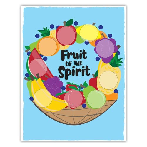 Fruits of The Spirit Religious Activity Card with Stickers, Sunday School Crafts and Learning Supplies, Pack of 3