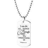 ST-Power Baptism Gift Stainless Steel Dog Tag Bible Verse Pendant Necklace Christian Religious Jewelry Gift,24" Chains.