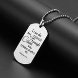 ST-Power Baptism Gift Stainless Steel Dog Tag Bible Verse Pendant Necklace Christian Religious Jewelry Gift,24" Chains.