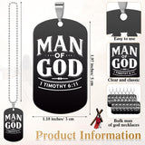 30 Pcs Father's Day Gift Man of God Christian Dog Tag Bible Verses Dog Tag Necklace Religious Stainless Steel Necklace with Chain for Church Dad Pastors Sunday School Inspirational Gift
