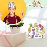 ReliThick 24 Sets Color Your Own Fruit of the Spirit Crafts Adjustable Coloring Paper Crowns VBS Craft Religious DIY Art Crafts Kits with Elastic Cord