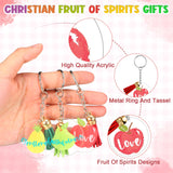 Fumete 45 Pcs Employee Appreciation Gift Keychains Acrylic Fruits of the Spirit Pun Key Rings Thank You Bible Keychain(Bible)