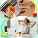 Outus 24 Sets Fruit Stress Balls with Motivational Quotes Cards Fruit Stress Balls Toys with Inspirational Fruits Cards, Stress Anxiety Relief Toy Organza Bags for Employee Teacher Gifts