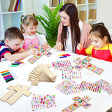 36 Pieces Wood Cross Crafts for Kids DIY Wooden Cross for Christian Jesus Sunday School Vacation Bible School Crafts Supplies with 14 Pieces Stickers and 24 Pieces Watercolor Pens (Classic Style)