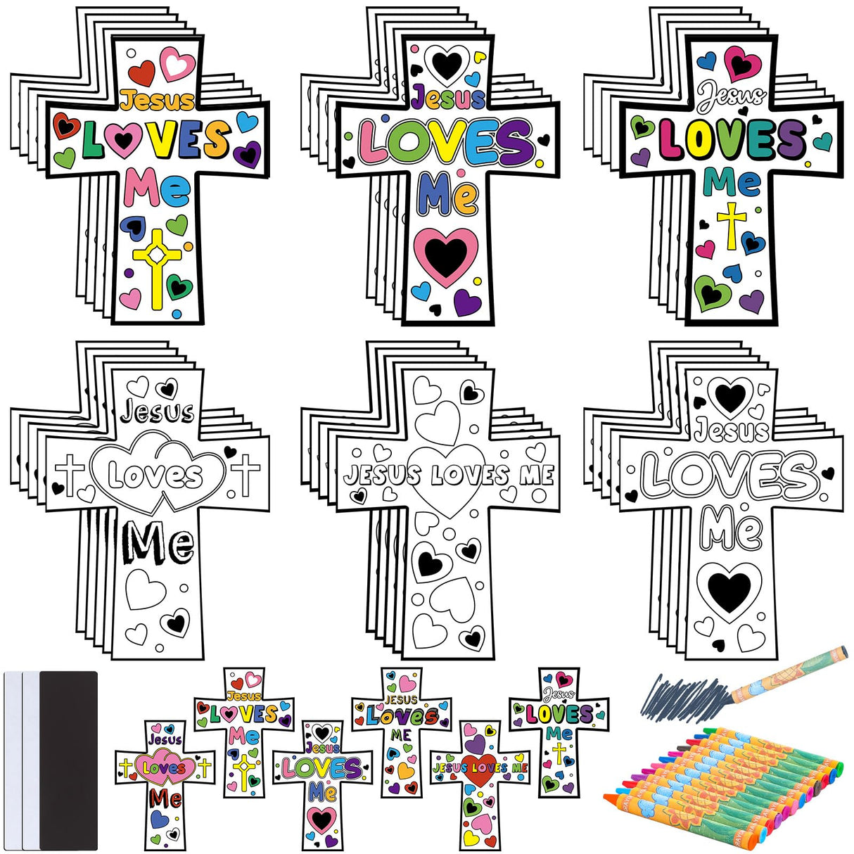 Saysurey 30 Sets Christian Crafts for Kids Religious Sunday School Craft Jesus Loves Me Color Your Own DIY Ornaments for Sunday Classroom Art Party Home Activities