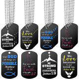 Yaomiao 20 Pieces Christian Religious Dog Tag Necklaces with Bible Verses Scripture Dog Tags Necklaces Stainless Steel Cross Necklace Bible Verse Inspirational Gift with Chain for Men Women Boys