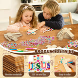 36 Pieces Wood Cross Crafts for Kids DIY Wooden Cross for Christian Jesus Sunday School Vacation Bible School Crafts Supplies with 14 Pieces Stickers and 24 Pieces Watercolor Pens (Classic Style)