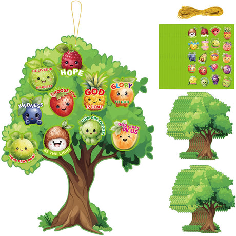 Fancy Land Fruit of The Spirit Craft for Kids Make Your Own Fruit Bible Tree Craft Kits DIY Religious Project for Church School Classroom VBS Activities 16 Sets