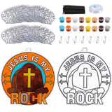 Poen 28 Sets Religious Jesus is My Rock Suncatchers Kits for Kids Color Your Own Christian Cross Ornaments Crafts Window Paint Art DIY Decor for Sunday School VBS Classroom Activities Holiday Party