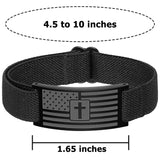 Zocomi Cross Bracelet for Men Boys, Black American Flag Military Bible Verse Christian Religious Jewelry Valentines 2025 Graduation Gifts Ideas Male Teen Teenage Kids Age Son Him Joshua 1:9