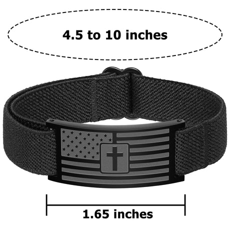 Zocomi Cross Bracelet for Men Boys, Black American Flag Military Bible Verse Christian Religious Jewelry Valentines 2025 Graduation Gifts Ideas Male Teen Teenage Kids Age Son Him Joshua 1:9