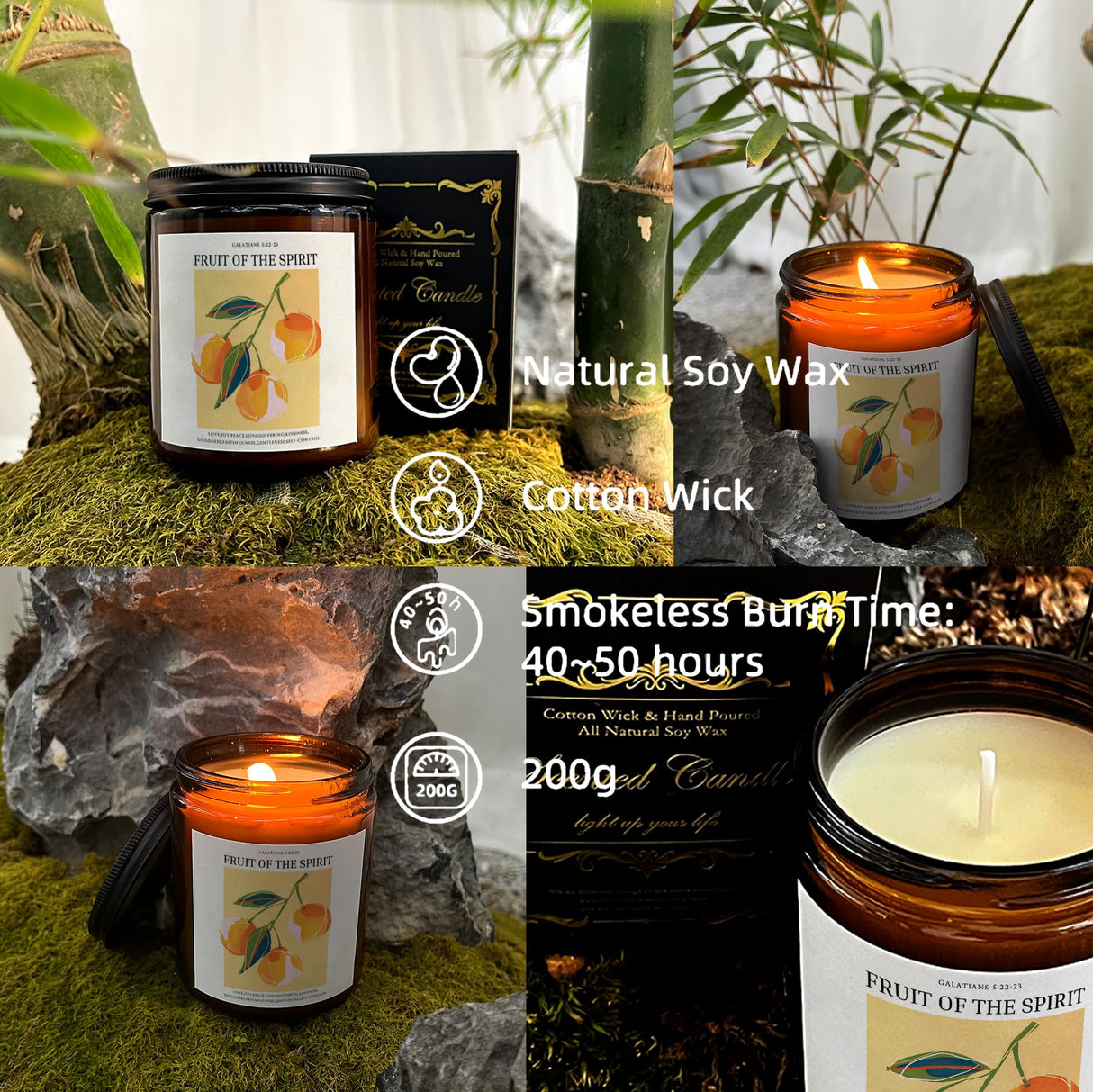 Christian Candles,Christian Candles Gifts for Women,Religious Candles,Fruit of Spirit Candle,Love Joy Peace Kindness Candle,galatians 5：22-23 Candles Cologne Candle 8 oz/40h