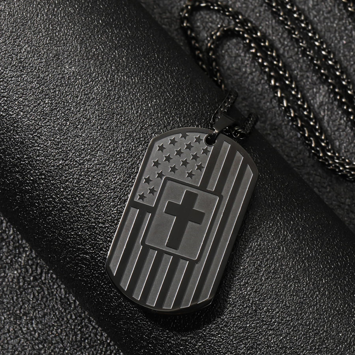 MYDIY Dog Tag Necklace for Men Cross Necklace Military Dog Tag Chains Mens God Jesus Jewelry American Flag Stainless Steel Scripture Cross Necklaces for Men Best Christian Gifts for Mens