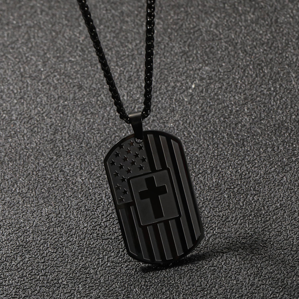 MYDIY Dog Tag Necklace for Men Cross Necklace Military Dog Tag Chains Mens God Jesus Jewelry American Flag Stainless Steel Scripture Cross Necklaces for Men Best Christian Gifts for Mens
