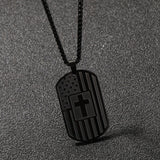 MYDIY Dog Tag Necklace for Men Cross Necklace Military Dog Tag Chains Mens God Jesus Jewelry American Flag Stainless Steel Scripture Cross Necklaces for Men Best Christian Gifts for Mens