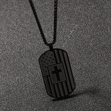 MYDIY Dog Tag Necklace for Men Cross Necklace Military Dog Tag Chains Mens God Jesus Jewelry American Flag Stainless Steel Scripture Cross Necklaces for Men Best Christian Gifts for Mens
