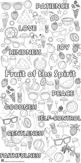 Fruit of the Spirit Coloring Poster | VBS Coloring Wall Art | Children's Ministry Coloring Activity | 36" x 72" Vertical Design (Non-personalized)
