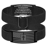 Zocomi Cross Bracelet for Men Boys, Black American Flag Military Bible Verse Christian Religious Jewelry Valentines 2025 Graduation Gifts Ideas Male Teen Teenage Kids Age Son Him Joshua 1:9