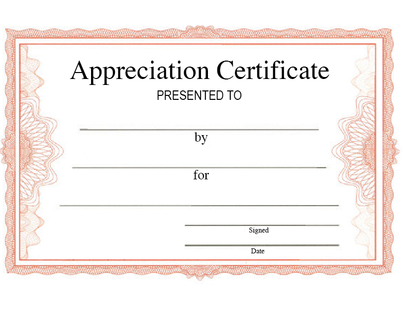 Appreciation Certificate For Staff (Pack of 20)