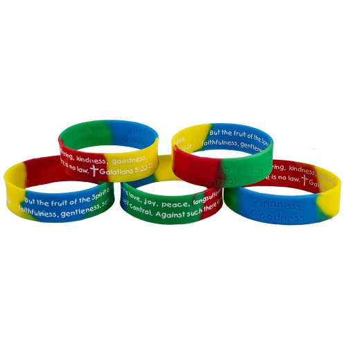 Sterling Gifts Fruit of The Spirit Bible Quote Silicone Bracelet (Pkg of 12)