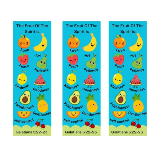 24 Sets of Fruit of The Spirit Bookmarks for Kids with Fruit of The Spirit Pencils - Vacation Bible School - Church Award Prizes - Galatians 5:22-23 - Christian Bookmarks for Children