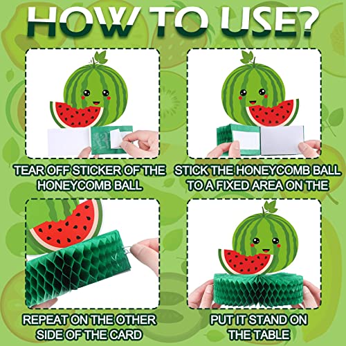9 Pcs Twotti Fruit Honeycomb Centerpieces Hawaiian Summer Fruit Table Toppers Tropical Fruit Party Decorations Include Watermelon Pineapple Strawberry, Lemon for Hawaiian Luau Fruit Themed Party